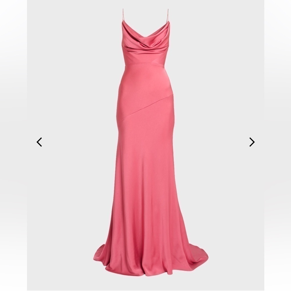 Alex Perry Satin Crepe Draped Gown in Rose